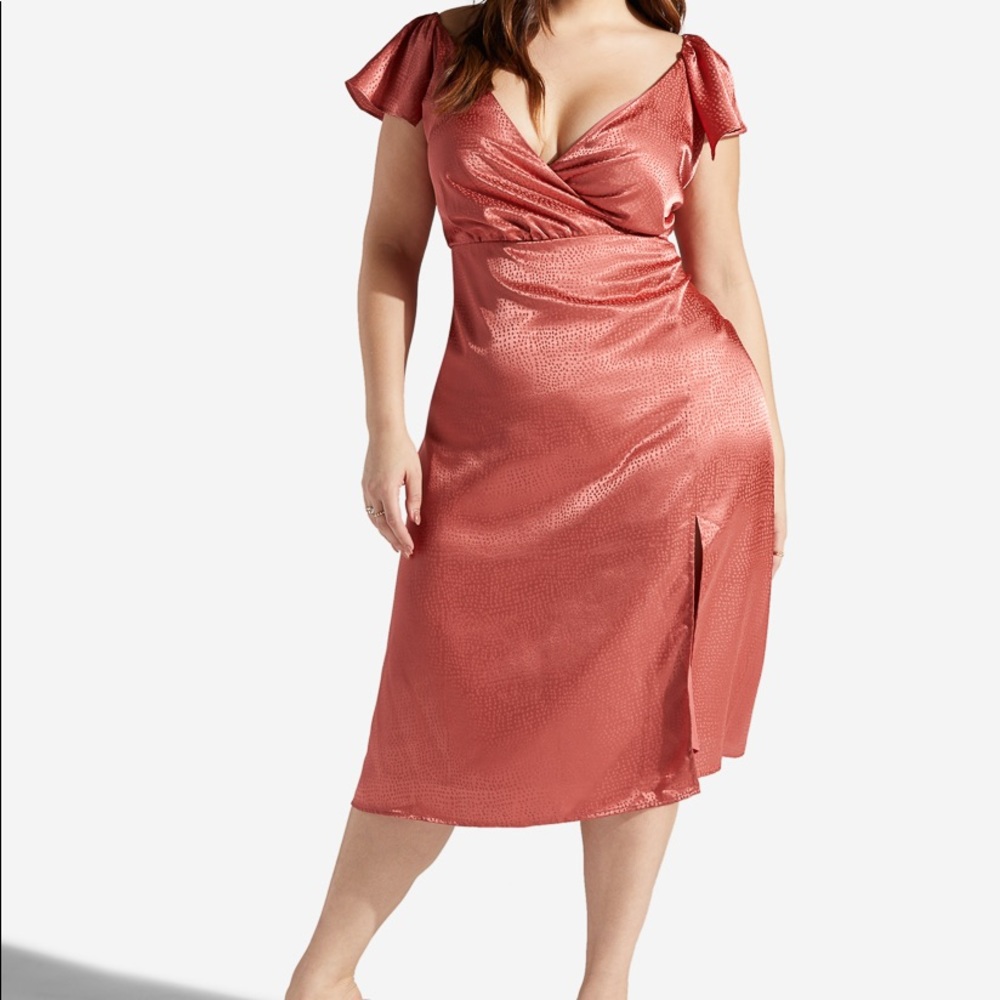 Satin midi slit dress 2x